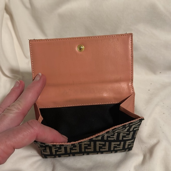 FENDI Zucca coral leather Double snap Donna wallet with card dust cover & box 💗 - Picture 5 of 12